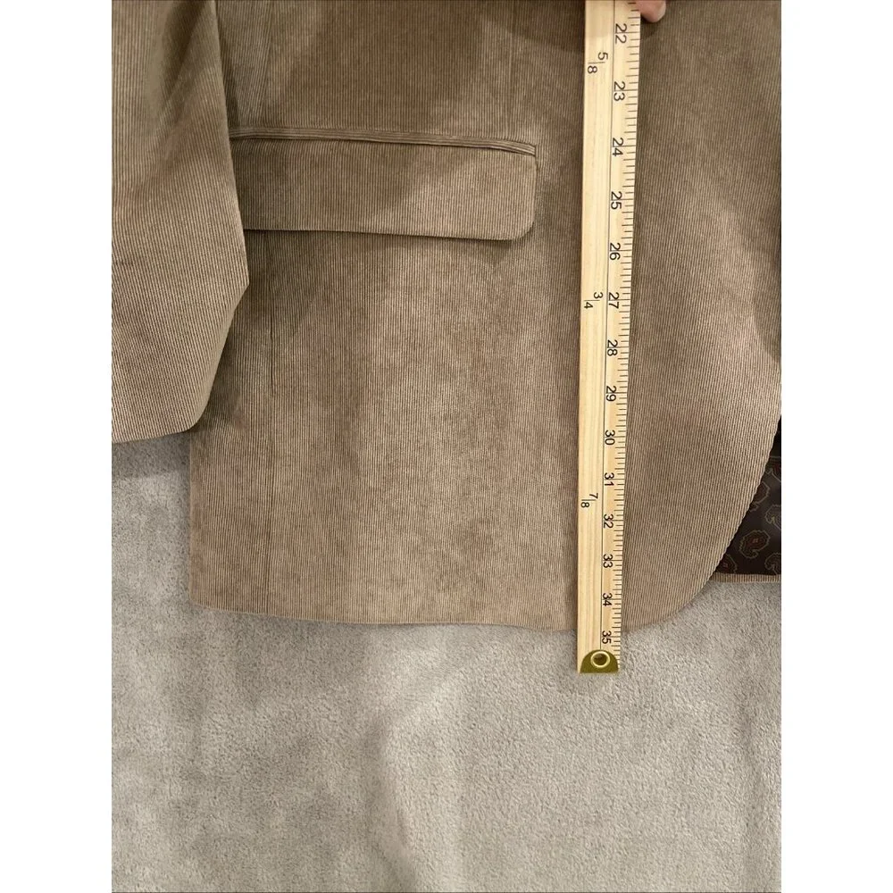 Chaps Men's 48L Tan Camel Corduroy‎ 2 Button Blazer Jacket Sports Coat Wedding